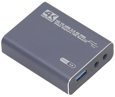 Carte de Capture Audio-Vidéo 4K, Dispositif de Capture Vidéo HDMI USB3.0, Interface Multimédia HD en Boucle, pour pour PS5 PC SLR Numérique, Plug and Play.