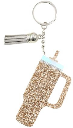 kapitomanio Cute Key Chains Personalized Stanley Cup Shaped Charms for Stanley Tumbler, Gift for Stanley Cup Enthusiasts, Brown, Suitable