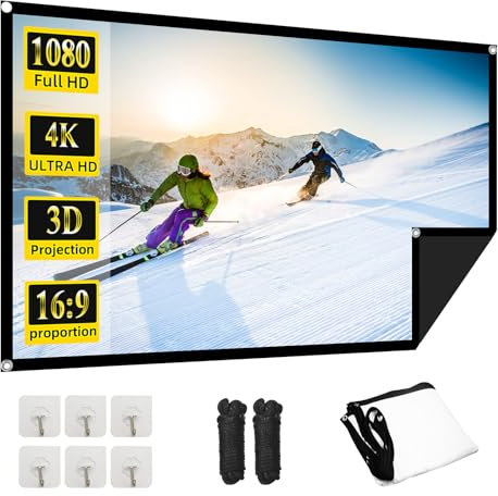 OKEDUO Foldable Black Projector Screen, Projector Screen Black Backing, Movies Screen for Home Outdoor Indoor Theater (60 inch)