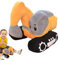 Escavatore di peluche per – Tonka Steel Classics, Mighty Excavator | Giocattolo morbido della pala retrò JCB, Cuscino posteriore in Peluche da 10 pollici