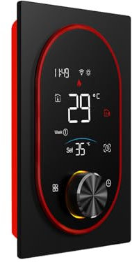 MincoHome Smart wifi Knob Thermostat AC 95V-240V LCD Color Programmable Temperature Controller Works with Amazon Alexa, Google Assistant (black for gas boiler)