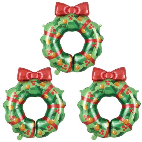 KOBOKO Weihnachtsdeko Helium Ballon Weihnachten, 3 Stück Weihnachts Deko Weihnachtsbaum-Kreis Folienballons, Weihnachten Deko Ballons, Weihnachtsdeko Kinder Weihnachtsbaumballons für Weihnachtsfeier