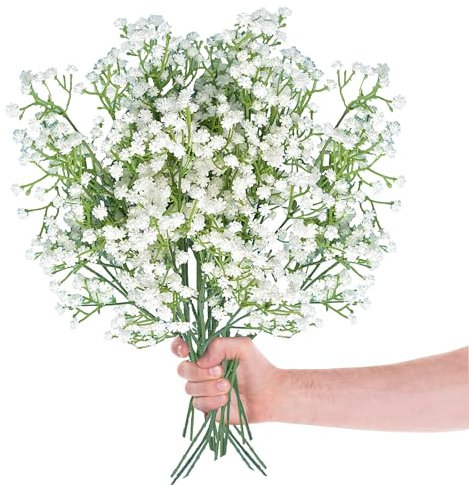 SXCCNW Schleierkraut Künstlich, 16 Stück Künstlich Gypsophila, Kunstblumen Schleierkraut, Gypsophila Blumen für Hochzeit, Party, DIY-Kranz, Blumenarrangement, Heimdekoration Weiß 28 cm
