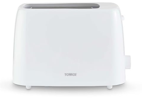 Tower PT20087WHT 2-Slice Toaster with 6 Browning Levels, Cancel Setting, Removable Crumb Tray, 650W, Black