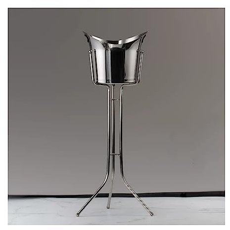 Eiskübel aus Edelstahl mit Ständer für Weinbar, vertikaler Eis-Weinkühler-Set, Silber