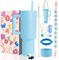40 oz Tumbler mit Griff und Strohhalm & 6PCS Tassenzubehör für 40 oz Tasse - vakuumisolierte Edelstahl-Doppelwand-Wasserflasche Reise-Kaffeebecher (Sky Blue)