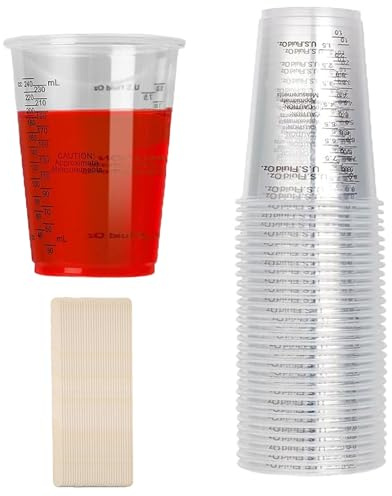 Epoxidharz Mischbecher, 30 Stück Rührbecher mit Skala, 240 ml Lackmischbecher, Farbe Rührbecher, Messbecher aus Plastik, mit 30 Stück Mischstäbchen (Wiederverwendbar)