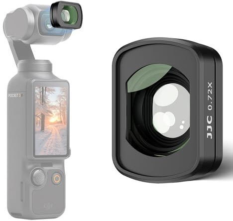 JJC 0.72x Wide-Angle Lens for DJI Osmo Pocket 3 Creator Combo Accessories - Magnetic Attach/112° FOV/Dual Anti-Reflective Coating/Optical Glass/Aluminum Frame