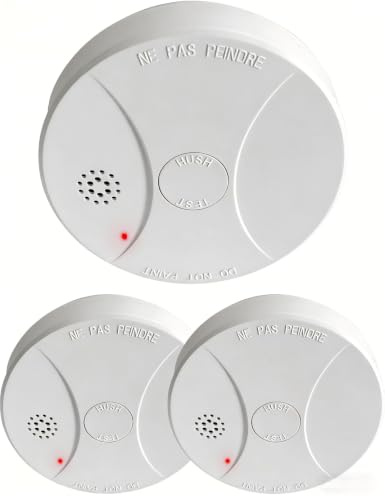 3 Pack Smoke Alarms for Home with 9V Replaceable Battery 10-Year Life