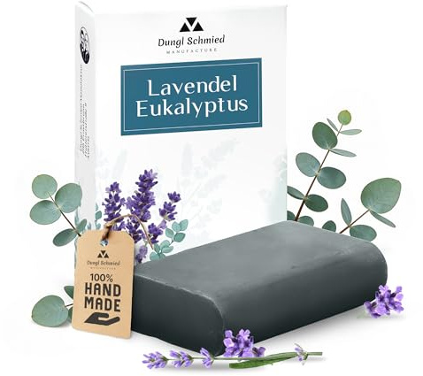 Dungl Schmied | Lavendel-Eukalyptus Seife | Handgemacht | 100g Seifenstück | Ohne Palmöl | Vegan | Naturseife mit natürlichen Inhaltsstoffen | Für alle Hauttypen