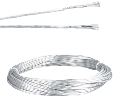 URCIANOW 20M Filo Elettrico Trasparente 2 Fili 18AWG LED Flessibile PVC | Cavo Elettrico Led Trasparente, Filo Doppio Piatto, PVC Flessibile, Per Illuminazione LED a bassa potenza
