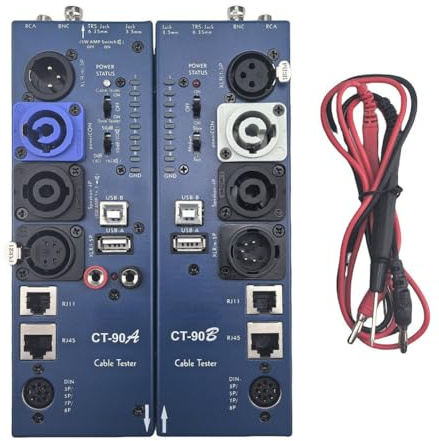 Xnuiasqe CT-90AB Tester di Cavi Audio Multi-Funzione Staccabile 16 In 1 Strumento di Test Cavi con Display Digitale XLR Automazione