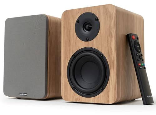 VULKKANO A4 ARC MKII Altavoces Autoamplificados con Woofer de 4, Bluetooth 5.0, HDMI ARC, Optica, RCA, USB, con Salida Subwoofer, Monitores de Estudio con Diseño Elegante, Color Marron