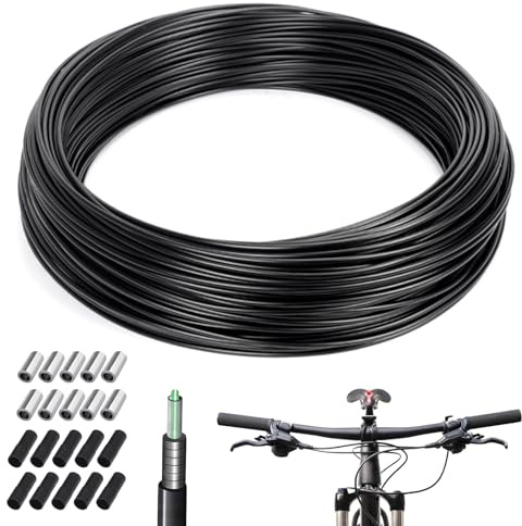 Fahrrad Bremszug set, 10 Meter Bremszug Fahrrad ø5mm, Fahrrad Bike Bremszughülle Außenhülle mit Endkappen, für Fahrrad Mountainbike Usw, für Mountainbike Rennrad Ersatz Kabel, Schwarz