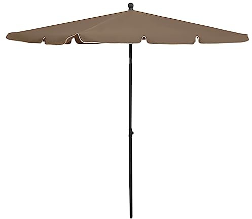Parasol rectangulaire - 210 x 140 cm - Taupe - Inclinable - Tissu d'ombrage résistant aux UV - Pour l'extérieur - Mât en acier solide - Protection solaire efficace pour terrasse - Pour jardin et patio