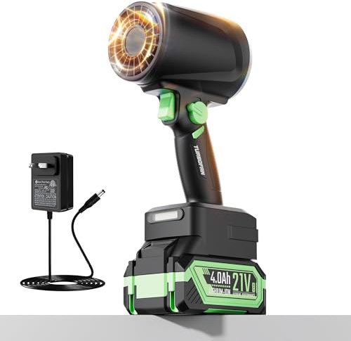 Soffiatore a Batteria Con Motore Brushless: 200km/h Soffiatore per Foglie Con Batteria 4000mAh,spinta fino a 1300G,45000rmp Motore brushless ad alta velocità,Adatto per la Manutenzione