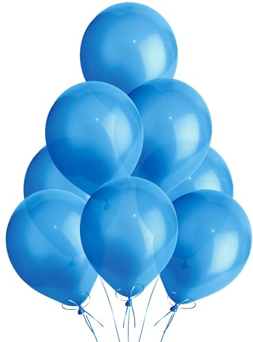Metallic Blue Balloons 100 Pack, Large 12 Inch Thick Latex Biodegradable Helium Party Balloons for Birthday, Wedding, Baby Shower, Valentine's Day Events Decoration for Balloon Arch Garland