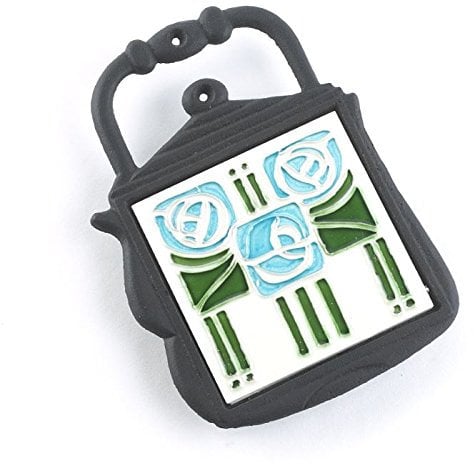 Cast Iron and Ceramic Kettle Trivet - Contemporary Blue And Green Design