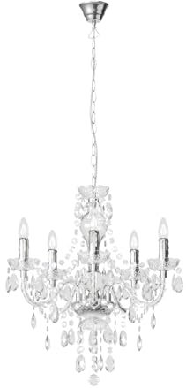 Lindby Kronleuchter Merida (Retro, Vintage Antik) in Transparent (5 flammig E14) - Pendelleuchte Hängelampe Lüster Lampe Deckenleuchte Deckenlampe Wohnzimmerleuchte