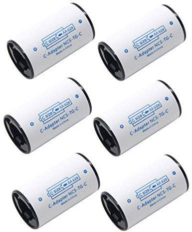 LAMPVPATH (Pack of 6) C Battery Adapter, AA to C Battery Adapter Converter Spacer, C Size Battery Adapter
