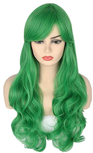 Topcosplay Damen Perücke Grün 24” Lang Gewellt Natürlich Perücke Harajuku Lolita Perücke für Cosplay Kostümparty