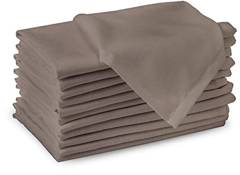 Encasa Baumwollstoffservietten | 12er-Set | Größe 43x43 cm | Beige Volltonfarbe | Waschmaschinenfest
