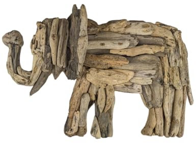 Coco Papaya Elefant aus Treibholz, Wanddekoration, 60 cm