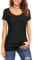Florboom Women Tops Short Sleeve Scoop Neck Cotton Plain Tshirt with Stretch Black Size 22 24