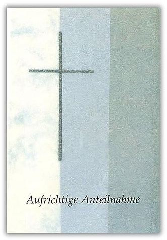 bsb Trauerkarte zur Beerdigung - liebevolle Beileidskarten mit Umschlag - Trauerkarte hochwertig mit Kreuz-Motiv - Herzliches Beileid Karte Trauer - Kondolenzkarte in 11,5 x 17,0 cm