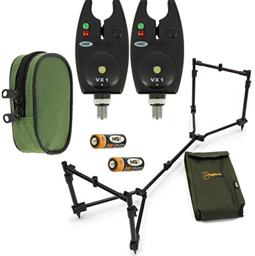 NGT DYNAMIC POD ADJUSTABLE 3 ROD POD COMPACT + 2 x VX 1 BITE ALARMS CARP FISHING