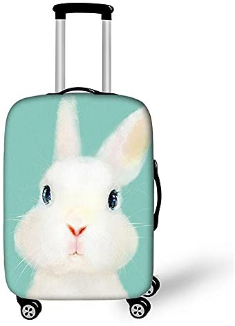 Morbuy Elastisch Kofferhülle Kofferschutzhülle Anti-Kratzer Staubdicht Kofferüberzug Luggage Protector Cover Kofferbezug Reisekofferabdeckung (Weißer Hase,XL)