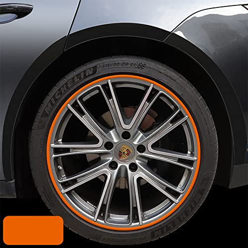 VCJNMQ 4 STÜCK Auto Felgenschutz Streifen, Auto Rad Dekoration Ring, Auto Felgenschutz Dekorstreifen, für Auto Felgen, Rad Dekoration Auto Universal Styling Zubehör 15-22in,Orange-18in