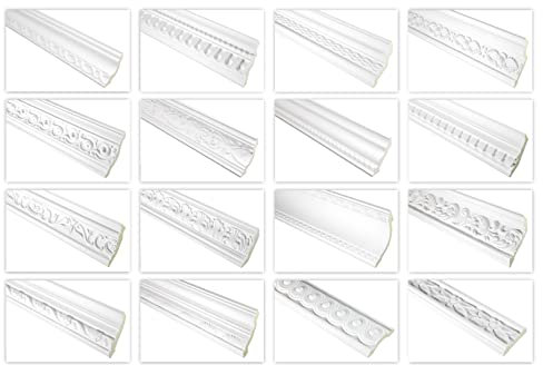 HEXIM Stuckleisten gemustert PU Polyurethane Stuck Dekorbau für Wand und Decke | 2 Meter FH1001 133x76mm Restposten | Deckenprofil Flachleiste