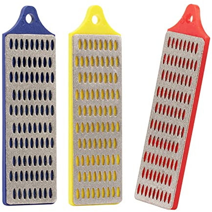 Tiardey 3Pcs Diamond Sharpening Stone Kit,Mini Kitchen Accessories Grinding Tool Diamond Plate Honing Stone