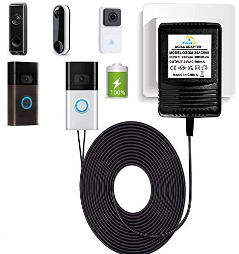 24V 500MA ring netzteil, Video-Türklingel-Transformator, zum Laden von Video-Türklingeln, kompatibel mit Ring, Eufy, Arlo, Nest Video-Türklingeln (8M Verlängerungskabel)