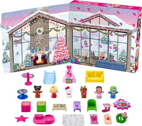 FISHER-PRICE Little People Barbie Adventskalender - 24 weihnachtliche Figuren und Spielteile, für Kleinkinder ab 18 Monaten bis 5 Jahren, HMK85