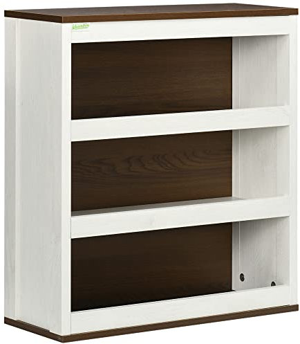 kleankin Armario de Baño de Pared Moderno Mueble Colgante de Baño con 3 Estantes de Almacenaje para Cocina Dormitorio Aseo 50x20x56 cm Blanco y Nogal