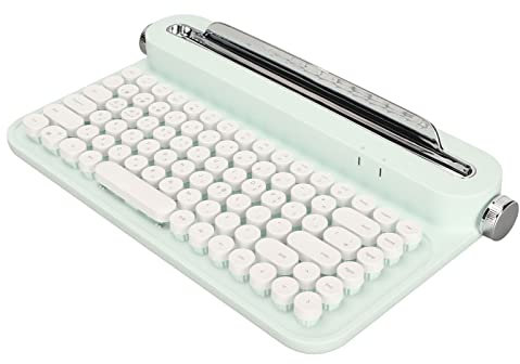 Bewinner Retro Schreibmaschinentastatur mit Tablet Ständer, 86 Tasten, Tragbare Bluetooth Tastatur mit ESC Tastenkappe, Runde Punk Tastenkappen, Vintage Gaming Tastatur für PC, Laptop, (Minzgrün)