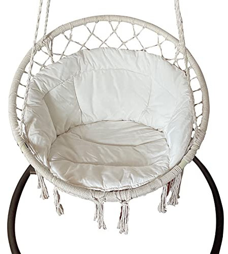 Hängesesselkissen, Kissen, Sofapolster mit Quasten zum Hängen von Hängesesseln, Schaukelsitzpolstern, Hängesesselkissen white