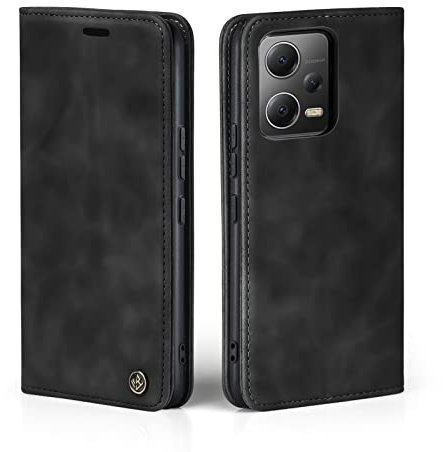 LBH Handyhülle für Xiaomi Redmi Note 12 Pro+ 5G in Schwarz mit Karten- und Geldfach Smartphone Hülle mit Standfunktion Flip Case Schutzhülle Magnetverschluss Vintage