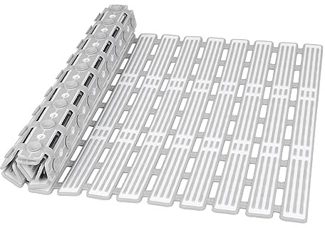 Shower Mat Non Slip Anti Mould-90 x 40 cm Extra Long Grey Bathtub Mats for Elderly-Anti Slip Shower Mats for Inside Shower-Washable Bath Tub Mats with Suction Cups & Drainage for Bathroom Cut to Size