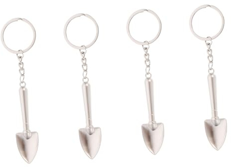 GALPADA 4 Piezas Llavero Plata Diseño de Pala de Aleación de Zinc | Acabado Liso y Brillante, Estilo 3d Pequeño, para Llaves y Bolsos, Detalle Decorativo