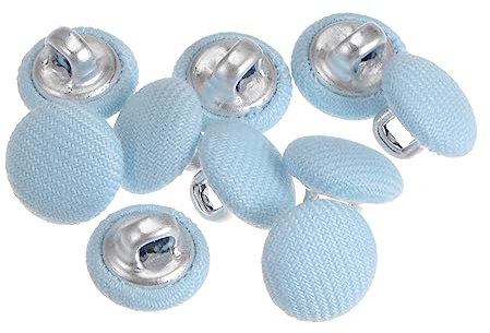 sourcing map 10 Stück 10 mm Knöpfe Blau mit Stoffüberzug, Vintage Stoffknöpfe Bezogen Nähknöpfe Runde Retro Bastelknöpfe Metallschaft für Mantel Strickjacke Anzüge Kleider Blusen