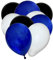50 Luftballons Metallic - 27cm - Schwarz-Blau-Weiß - Latex Luftballons für Geburtstage, Kindergeburtstage, Partys, Hochzeiten und Feste, Luft & Helium geeignet, EU Herstellung