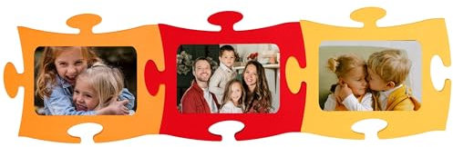Tommy Design Bilderrahmen Puzzle – 13 x 18 cm – Set mit 3 Stück Farben Gelb Orange Rot – Mehrfach-Bilderrahmen für die Wand erhältlich in 12 Farben – mehrere Bilderrahmen in Puzzleform