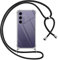 Pnakqil Coque pour Samsung Galaxy S24 avec Cordon, Transparente Silicone Housse avec Réglable de Collier Anti-Chute Etui pour Samsung S24, Ètuis à Bandoulière, Noir