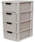 SIDSONS Large Plastic Rattan Style Storage Drawer (Rattan/Mushroom, 4 Tier)