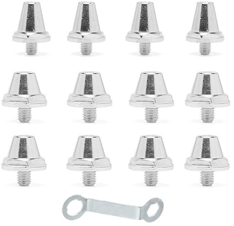 12 Piezas Tacos de Repuesto para Zapatos de fútbol, Tacos para Botas de Fútbol Compatibles, con Llave de Tacos, de Metal, para un Entrenamiento óptimo de Tacos y Rugby, 2 tamaños, 11 mm, 13 mm