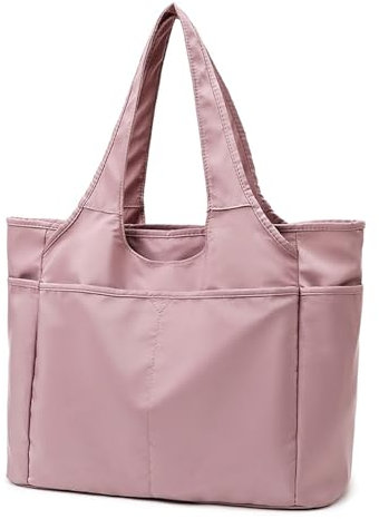 CCAIPU Sac Cabas Fourre Tout pour Femmes, Sac d'éPaule décontracté Tote Bag Multi-Poches Sacs à main léGers et Imperméables Sac à dos de Grande Capacité Pour Voyage, Yoga et Sport Quotidien (Rose)