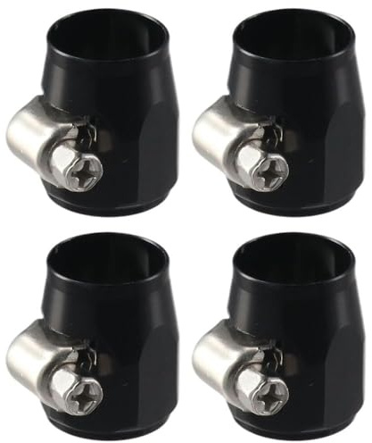 YYlingx 4PCS 6AN Hex Hose Finisher Clamp Black Hose Connectors Hose Finisher Clamp with Screw Band Aluminum Alloys Fuel Line Hose End Fitting Car Accessories